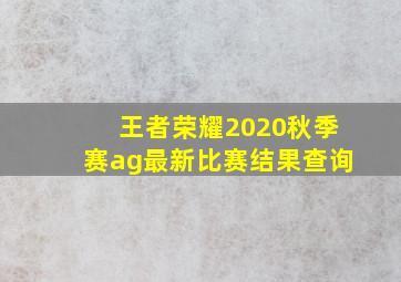 王者荣耀2020秋季赛ag最新比赛结果查询