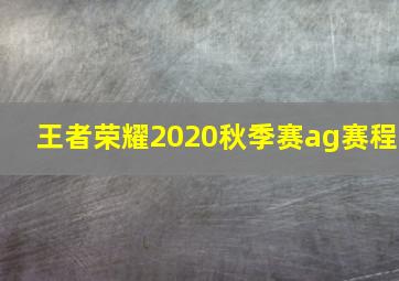 王者荣耀2020秋季赛ag赛程