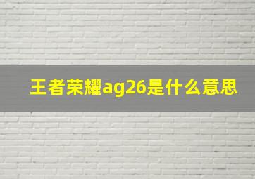 王者荣耀ag26是什么意思