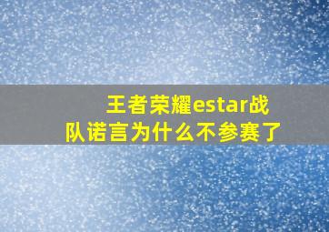 王者荣耀estar战队诺言为什么不参赛了