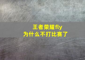 王者荣耀fly为什么不打比赛了