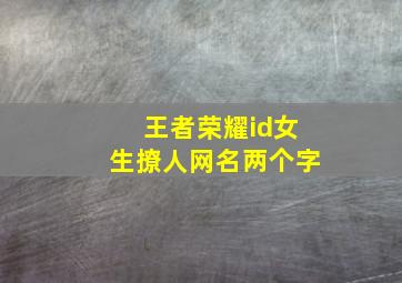 王者荣耀id女生撩人网名两个字