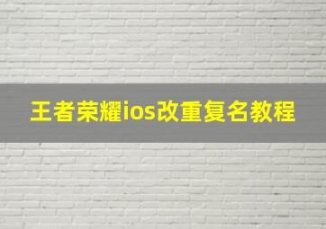 王者荣耀ios改重复名教程