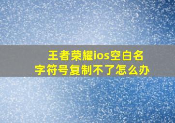 王者荣耀ios空白名字符号复制不了怎么办