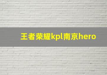 王者荣耀kpl南京hero