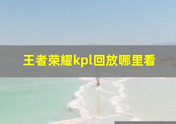 王者荣耀kpl回放哪里看