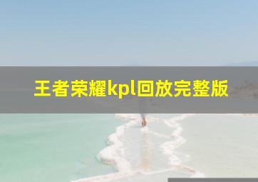 王者荣耀kpl回放完整版