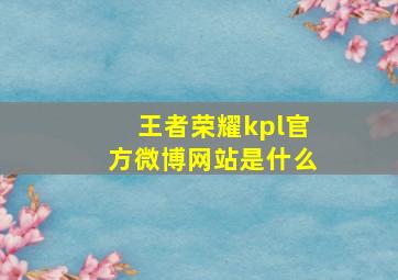 王者荣耀kpl官方微博网站是什么