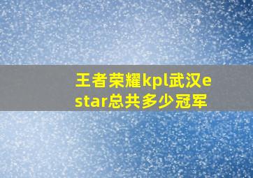 王者荣耀kpl武汉estar总共多少冠军