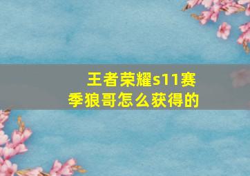 王者荣耀s11赛季狼哥怎么获得的