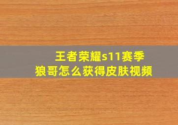 王者荣耀s11赛季狼哥怎么获得皮肤视频