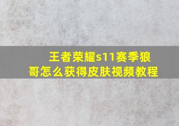 王者荣耀s11赛季狼哥怎么获得皮肤视频教程