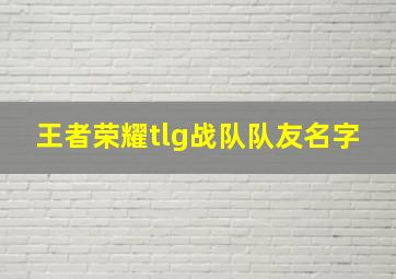 王者荣耀tlg战队队友名字