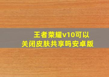 王者荣耀v10可以关闭皮肤共享吗安卓版