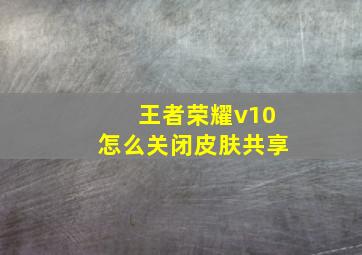 王者荣耀v10怎么关闭皮肤共享