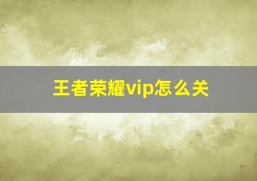 王者荣耀vip怎么关