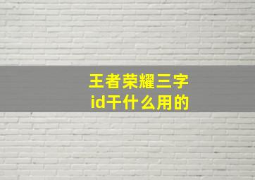 王者荣耀三字id干什么用的