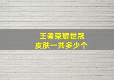 王者荣耀世冠皮肤一共多少个