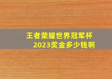 王者荣耀世界冠军杯2023奖金多少钱啊