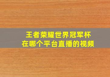 王者荣耀世界冠军杯在哪个平台直播的视频