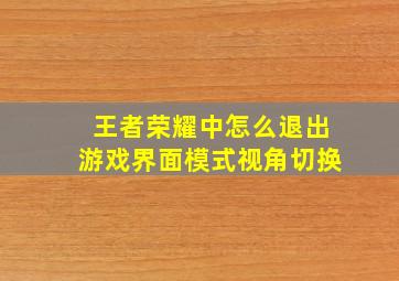 王者荣耀中怎么退出游戏界面模式视角切换