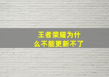 王者荣耀为什么不能更新不了