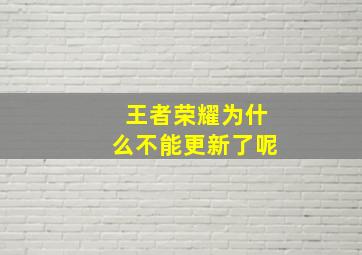 王者荣耀为什么不能更新了呢