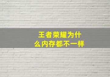 王者荣耀为什么内存都不一样