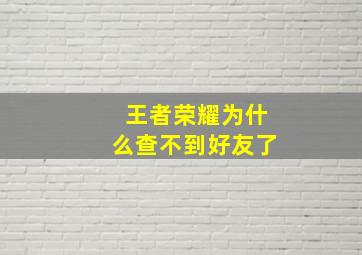 王者荣耀为什么查不到好友了