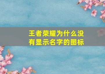 王者荣耀为什么没有显示名字的图标