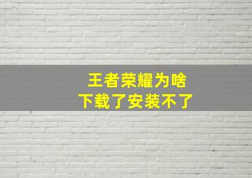 王者荣耀为啥下载了安装不了