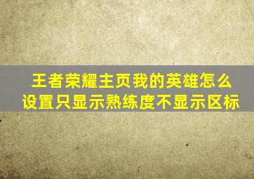 王者荣耀主页我的英雄怎么设置只显示熟练度不显示区标