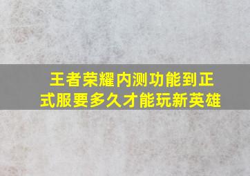 王者荣耀内测功能到正式服要多久才能玩新英雄