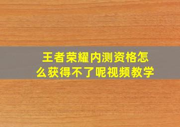 王者荣耀内测资格怎么获得不了呢视频教学