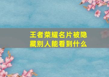 王者荣耀名片被隐藏别人能看到什么