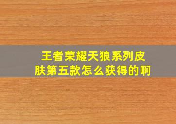 王者荣耀天狼系列皮肤第五款怎么获得的啊