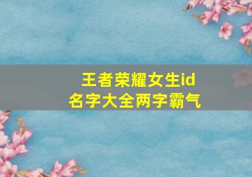 王者荣耀女生id名字大全两字霸气