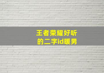 王者荣耀好听的二字id暖男