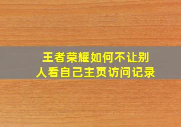 王者荣耀如何不让别人看自己主页访问记录