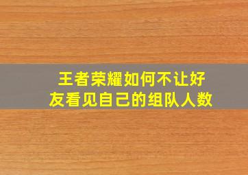 王者荣耀如何不让好友看见自己的组队人数