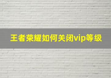 王者荣耀如何关闭vip等级