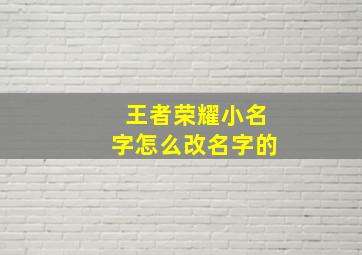 王者荣耀小名字怎么改名字的