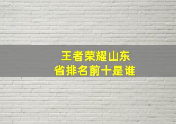 王者荣耀山东省排名前十是谁