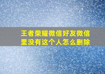 王者荣耀微信好友微信里没有这个人怎么删除