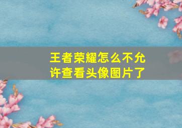 王者荣耀怎么不允许查看头像图片了