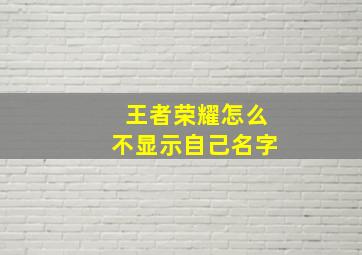 王者荣耀怎么不显示自己名字