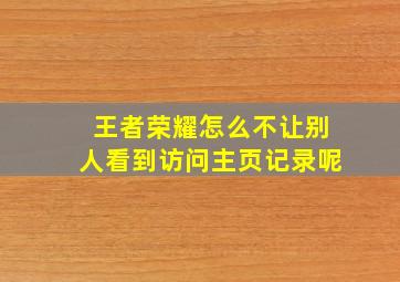 王者荣耀怎么不让别人看到访问主页记录呢