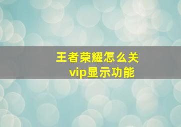 王者荣耀怎么关vip显示功能