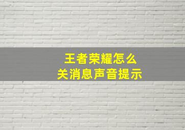 王者荣耀怎么关消息声音提示