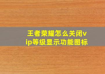 王者荣耀怎么关闭vip等级显示功能图标